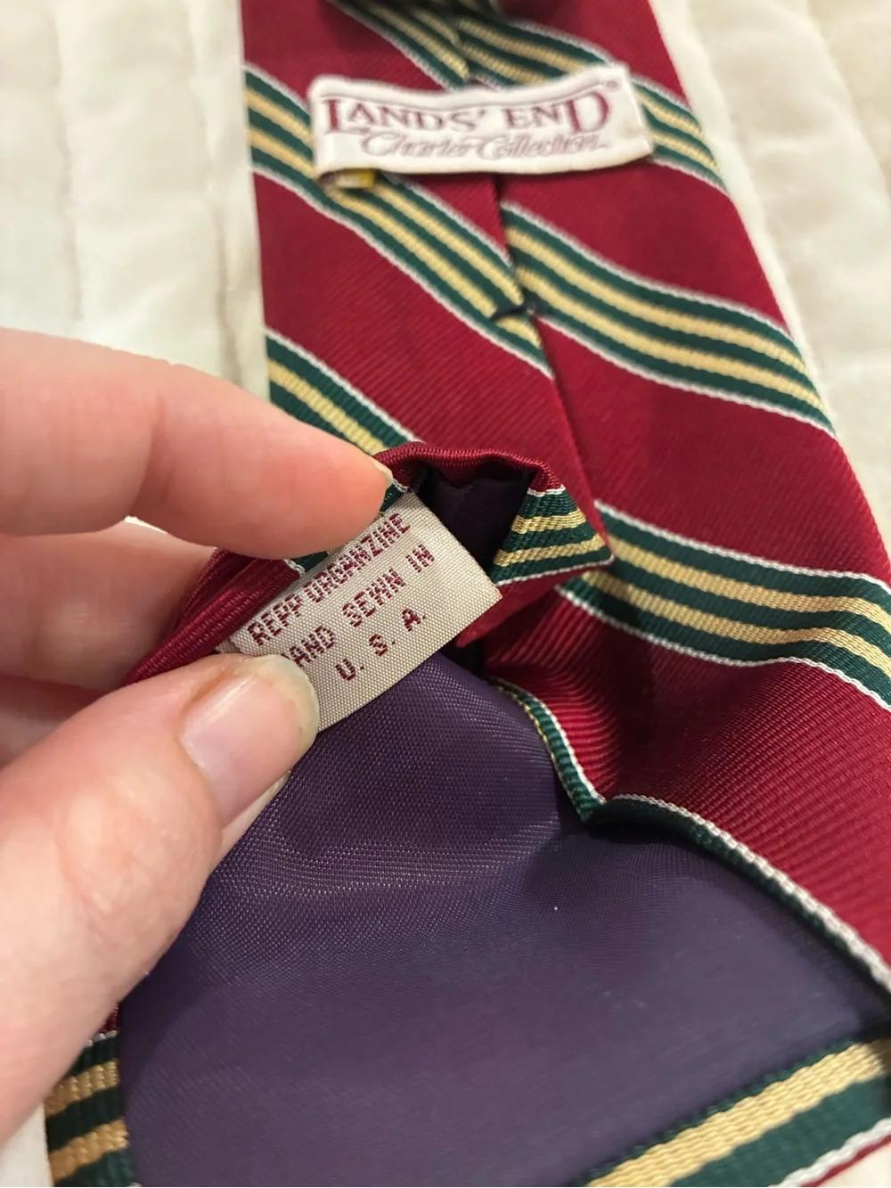 Lands End Vintage Burgundy Stripe Tie